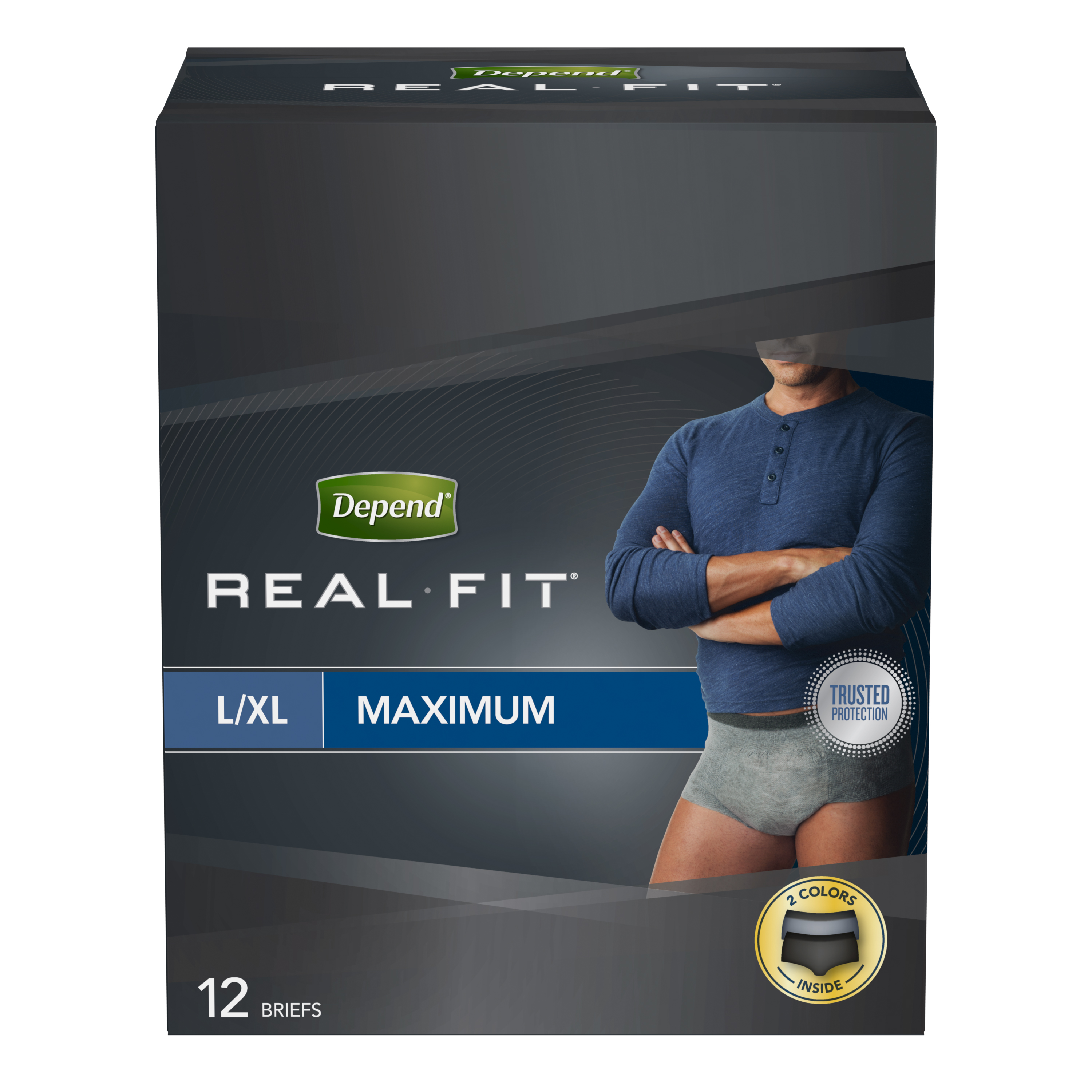 Depend Real Fit Underwear for Men Maximum Absorbency L XL